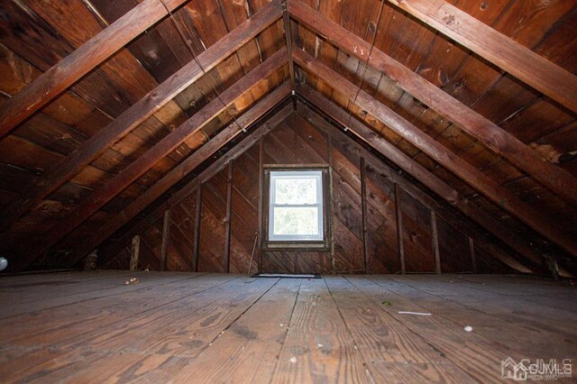 view of unfinished attic