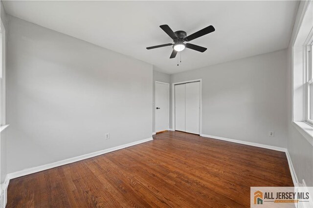 11 Amendola Dr, Netcong, NJ 07857 - spare room featuring baseboards, ceiling fan, and wood finished floors