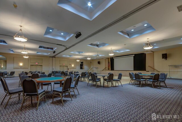 view of carpeted dining space