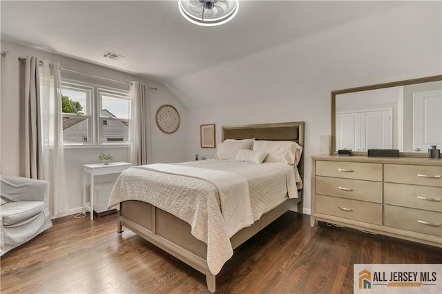 212 Freeman St, Woodbridge Proper, NJ 07095 - bedroom with dark wood-type flooring and vaulted ceiling