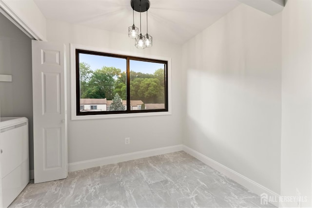 50 Ellen Heath Dr, Matawan, NJ 07747 - unfurnished dining area with light marble finish flooring and baseboards
