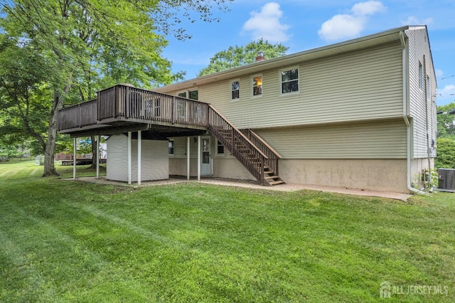 11 Eagle Rd, Edison, NJ 08820 - rear view of house featuring stairs, a deck, and a yard