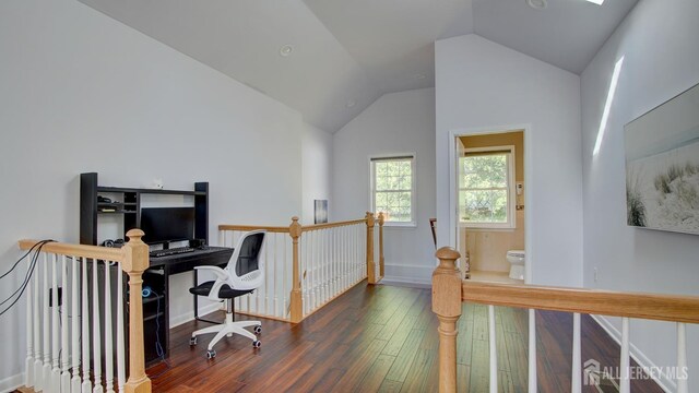 9 Salem Rd, East Brunswick, NJ 08816 - office area featuring wood finished floors, lofted ceiling, baseboards, and a skylight