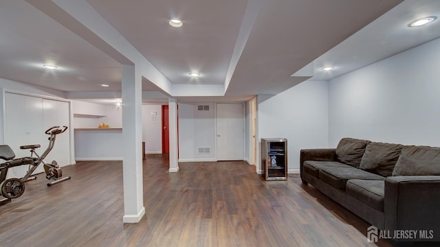 9 Salem Rd, East Brunswick, NJ 08816 - living room with dark wood-style floors, baseboards, and recessed lighting