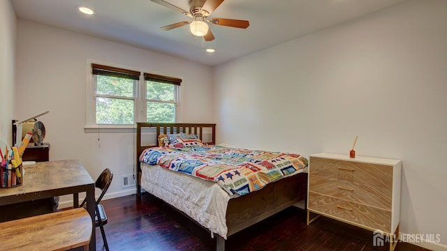 9 Salem Rd, East Brunswick, NJ 08816 - bedroom featuring wood finished floors, baseboards, recessed lighting, and a ceiling fan
