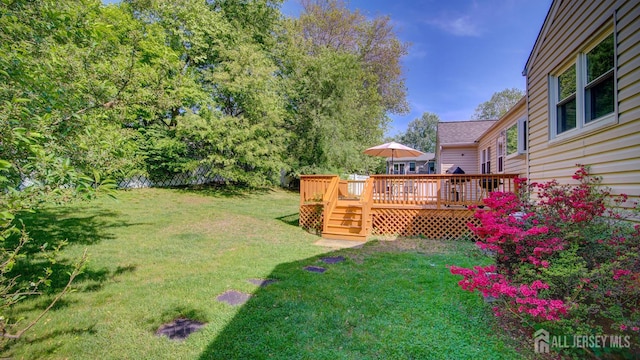 9 Salem Rd, East Brunswick, NJ 08816 - view of green lawn featuring a deck