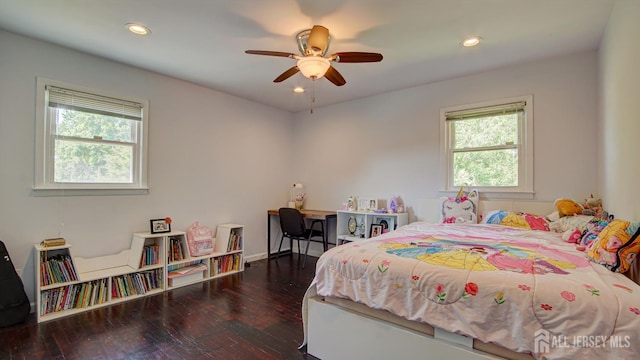 9 Salem Rd, East Brunswick, NJ 08816 - bedroom with multiple windows, wood-type flooring, recessed lighting, and a ceiling fan