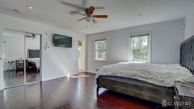 9 Salem Rd, East Brunswick, NJ 08816 - bedroom with baseboards, recessed lighting, a closet, and ceiling fan