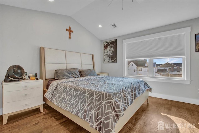 238 Main St, South Amboy, NJ 08879 - bedroom with vaulted ceiling, wood finished floors, and recessed lighting
