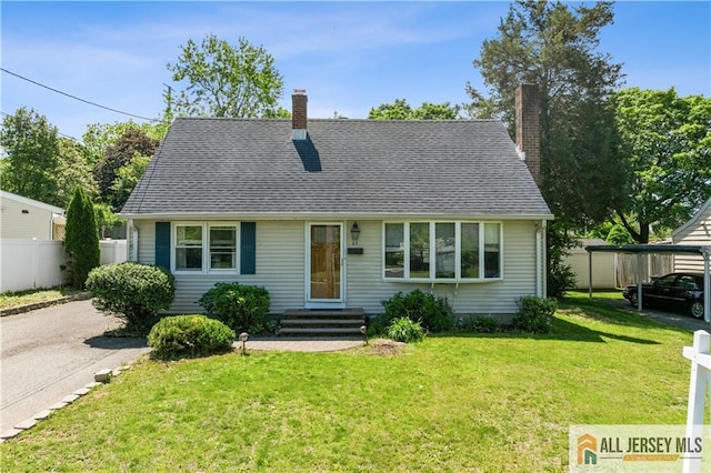 view of front of home featuring a chimney