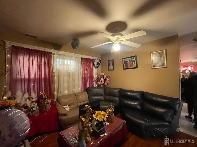 18 Bethany St, New Brunswick, NJ 08901 - living area with a ceiling fan and wood finished floors