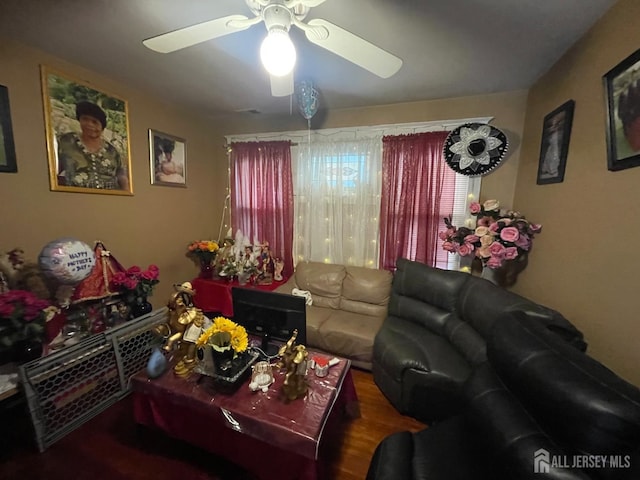 18 Bethany St, New Brunswick, NJ 08901 - living area with ceiling fan and wood finished floors