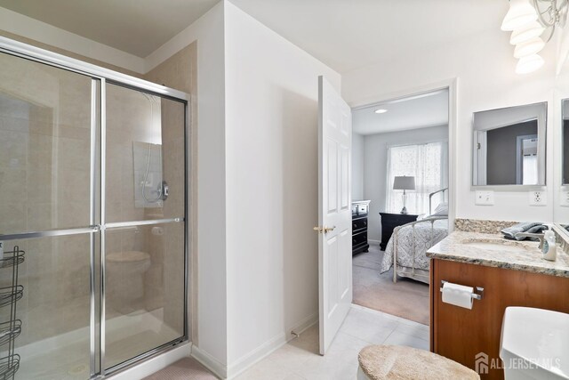 4 Sandra Ct Unit 2743, Old Bridge, NJ 08857 - bathroom with vanity, a stall shower, and baseboards
