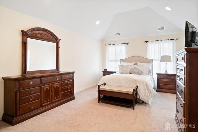 4 Sandra Ct Unit 2743, Old Bridge, NJ 08857 - bedroom featuring light colored carpet, vaulted ceiling, recessed lighting, and baseboards