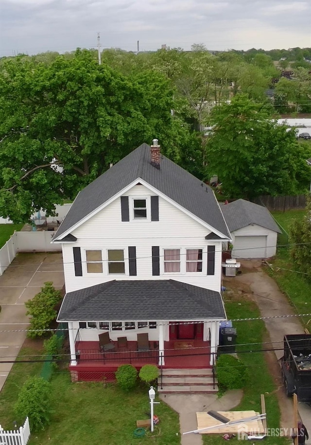 198 Strawberry Hill Ave, Woodbridge Proper, NJ 07095 - american foursquare style home with a chimney and a shingled roof