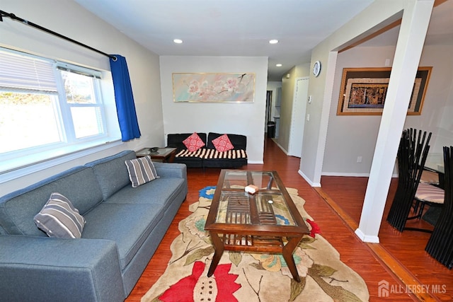 36 Diaz St, Iselin, NJ 08830 - living area featuring wood finished floors, baseboards, and recessed lighting
