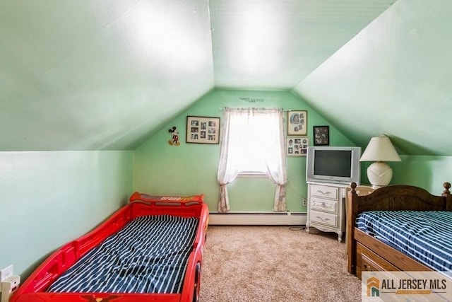 1 Berkley Blvd, Iselin, NJ 08830 - bedroom with baseboard heating, carpet floors, and lofted ceiling