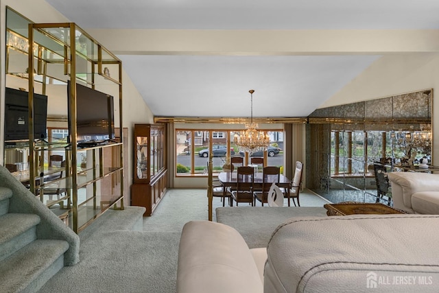 3 Hansen Rd, Old Bridge, NJ 08857 - carpeted dining room with a chandelier and stairway