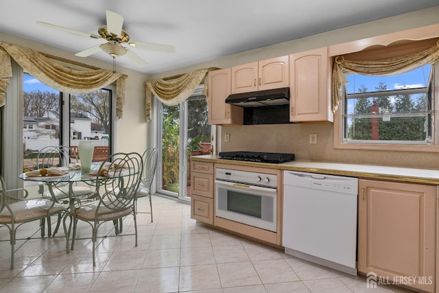 3 Hansen Rd, Old Bridge, NJ 08857 - kitchen with white appliances, under cabinet range hood, plenty of natural light, and light countertops