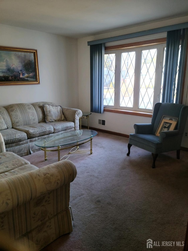 living room featuring carpet floors