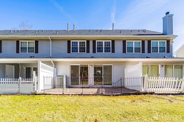 18 Albury Way N, Brunswick, NJ 08902 - rear view of property with a patio area, a chimney, and central AC