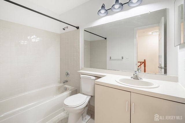 18 Albury Way N, Brunswick, NJ 08902 - full bathroom featuring toilet, washtub / shower combination, vanity, and tile patterned flooring