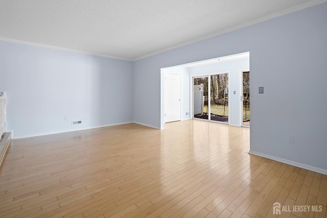 18 Albury Way N, Brunswick, NJ 08902 - unfurnished room with light wood-style flooring, crown molding, baseboards, and a textured ceiling