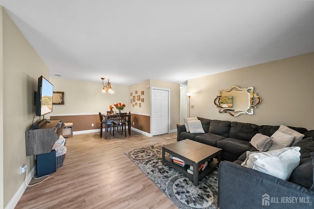 living room featuring light hardwood / wood-style flooring