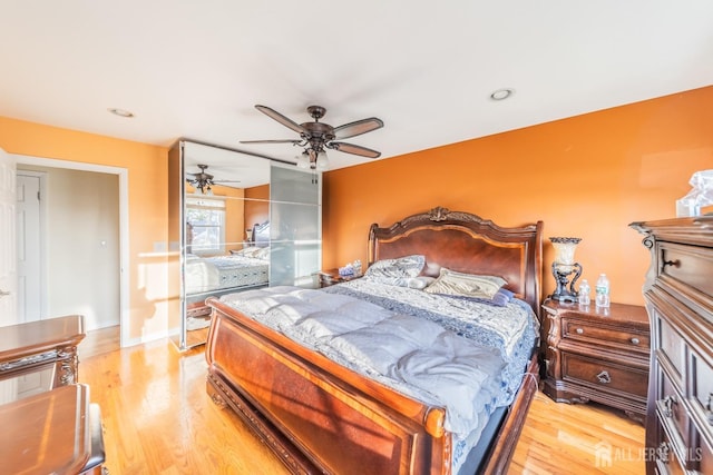 100-A George St, Carteret, NJ 07008 - bedroom with light wood-type flooring, a ceiling fan, and recessed lighting