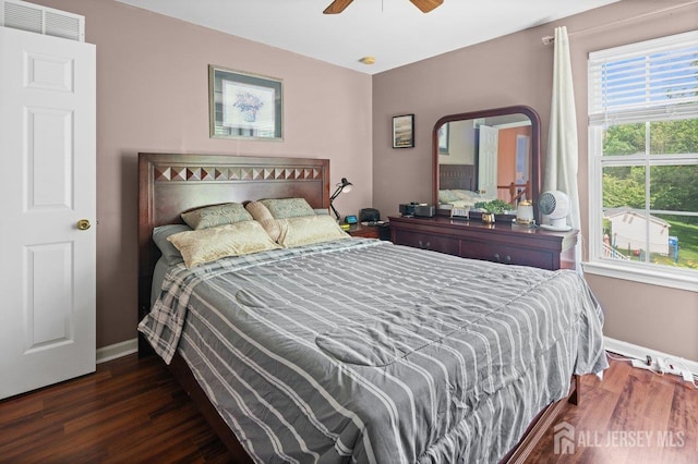 15 Homestead Dr, Burlington Twp, NJ 08068 - bedroom with baseboards, wood finished floors, and a ceiling fan