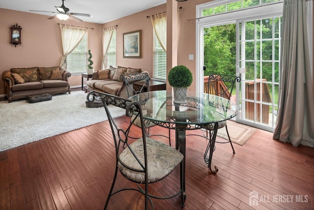 15 Homestead Dr, Burlington Twp, NJ 08068 - dining room with ceiling fan and hardwood / wood-style floors