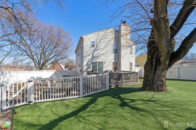 view of yard with a fenced backyard