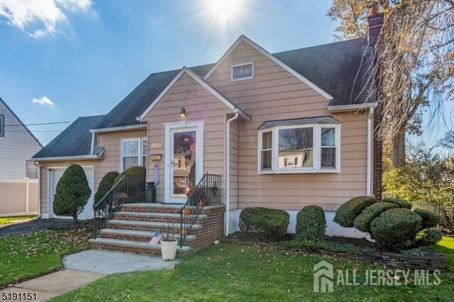 1332 Crescent Ave, Roselle, NJ 07203 - bungalow-style home with a chimney, a front lawn, and a shingled roof