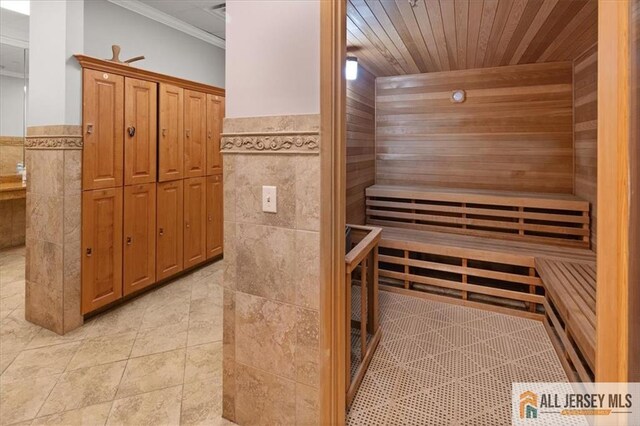 view of sauna / steam room featuring tile patterned flooring