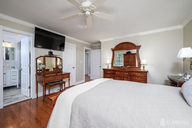 7 Manor Ct, Old Bridge, NJ 08857 - bedroom featuring wood finished floors, crown molding, ceiling fan, and baseboards