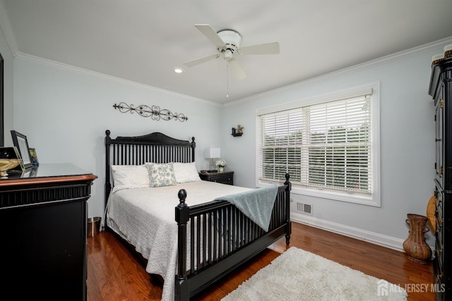 7 Manor Ct, Old Bridge, NJ 08857 - bedroom with crown molding, wood finished floors, baseboards, a ceiling fan, and recessed lighting