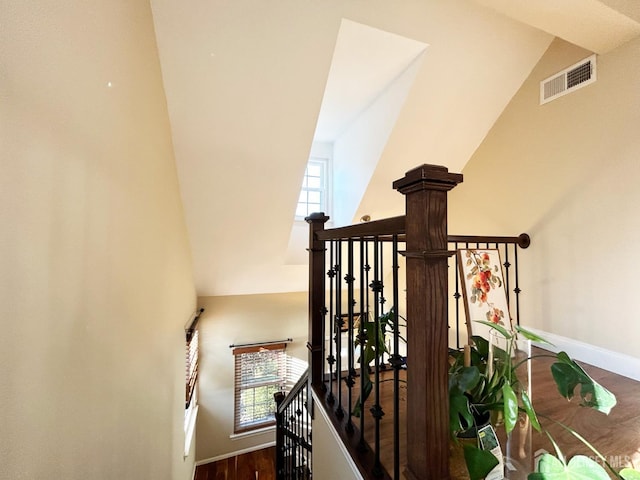 196 Jonathan Pl, Franklin Twsp, NJ 08873 - stairway featuring vaulted ceiling and wood finished floors