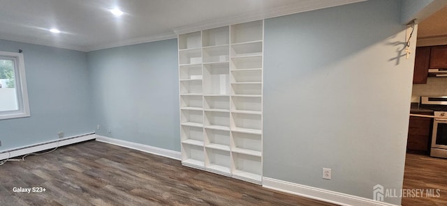 7 Lake Ave Unit Ia, East Brunswick, NJ 08816 - unfurnished room with dark wood-type flooring, baseboards, crown molding, recessed lighting, and baseboard heating