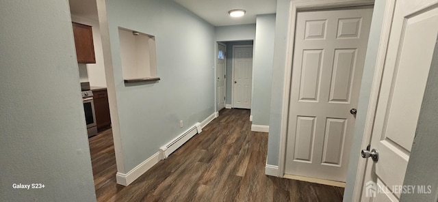 7 Lake Ave Unit Ia, East Brunswick, NJ 08816 - corridor with a baseboard heating unit, dark wood finished floors, and baseboards