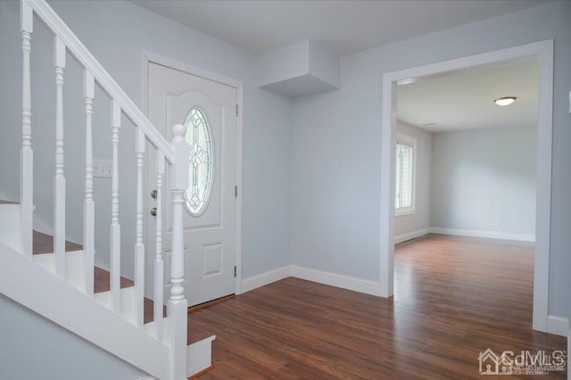 entrance foyer with dark hardwood / wood-style flooring