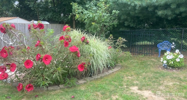 view of yard with a fenced backyard