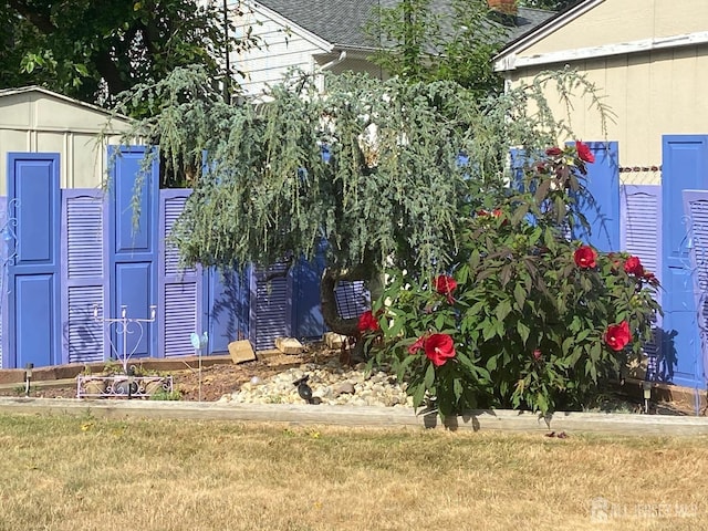 view of yard featuring an outbuilding