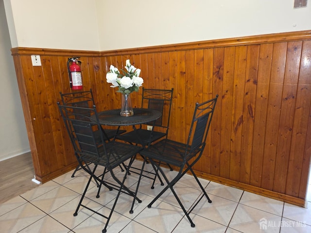 410 Harvard St, Piscataway, NJ 08854 - dining space featuring wainscoting and wooden walls