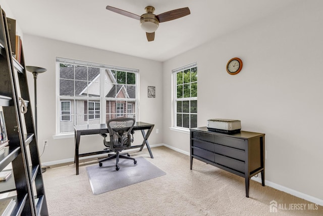 1206 Fir Ct, Franklin Twsp, NJ 08873 - office area featuring ceiling fan and light colored carpet