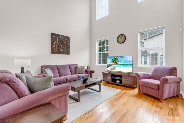 1206 Fir Ct, Franklin Twsp, NJ 08873 - living room featuring a high ceiling and light wood-style flooring