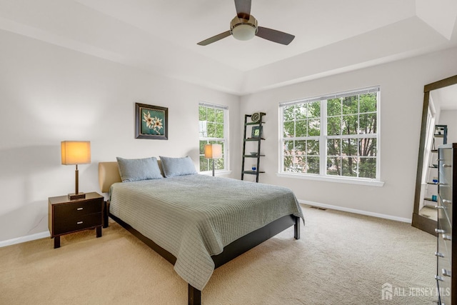 1206 Fir Ct, Franklin Twsp, NJ 08873 - bedroom featuring carpet, a raised ceiling, and a ceiling fan