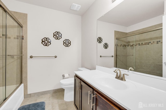 1206 Fir Ct, Franklin Twsp, NJ 08873 - full bathroom featuring vanity, tile patterned floors, and shower / bath combination with glass door