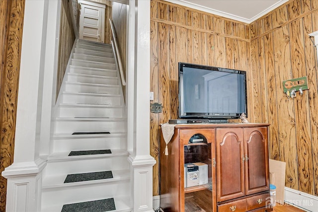 151 N Broadway N, South Amboy, NJ 08879 - stairs with wood walls and wood finished floors