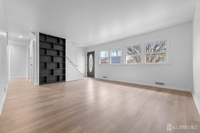 unfurnished living room featuring light hardwood / wood-style flooring