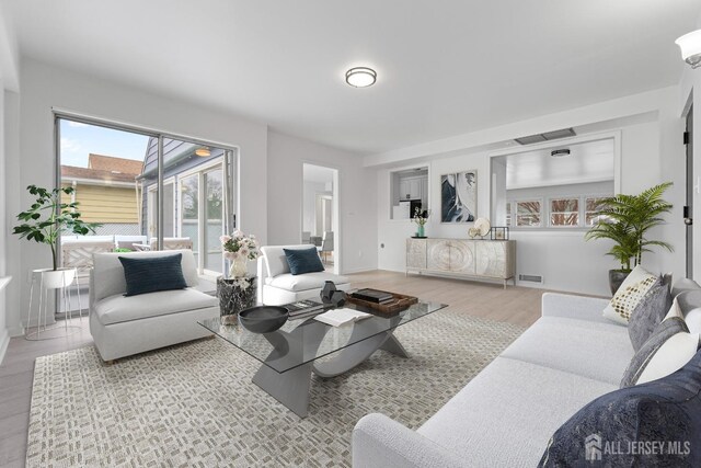 living room with wood-type flooring